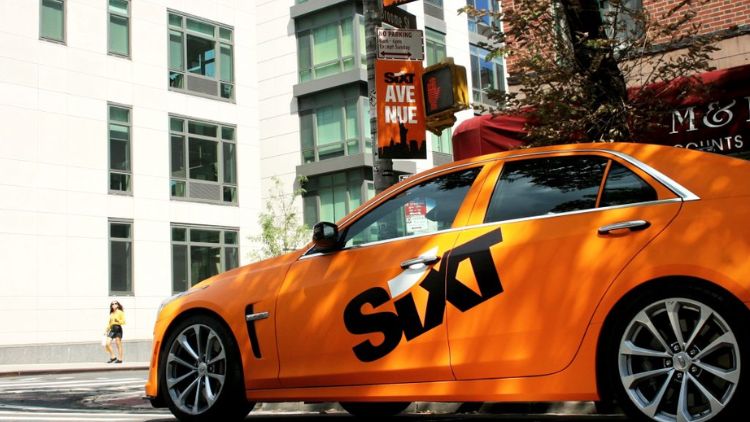 A Sixt free-floating car in the city